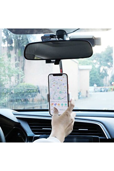 UnDePlus Dikiz Aynası Ince Araç Içi Telefon Tutucu Dik-yan Durdurabilme Beyaz