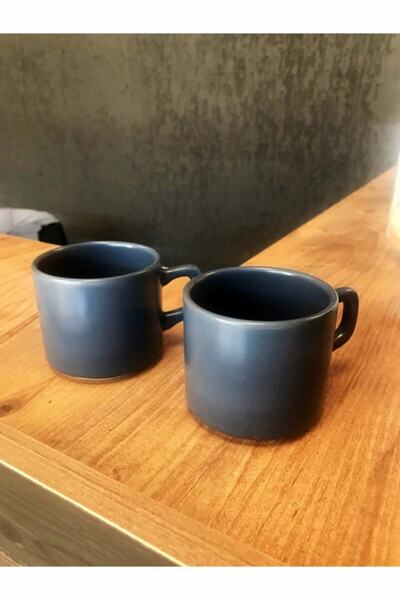 Keramika Çay Fincanı 2 Li Stackable Mat Koyu Gri 627