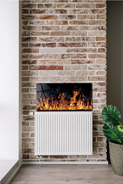 Decorita Petek Üstü Cam Şömine Alevi 40cm X 80cm