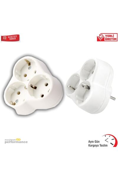 VİKO Yonca Üçlü Fiş Priz Çoğaltıcı Çoklu Grup Priz