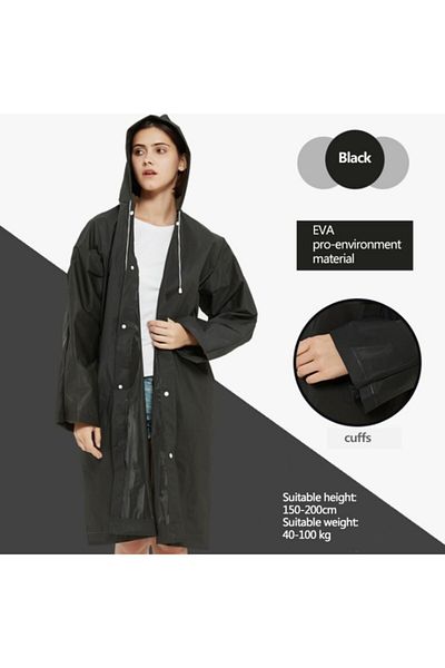 Hayal Sepeti Αδιάβροχο Eva Unisex Raincoat - Μαύρο