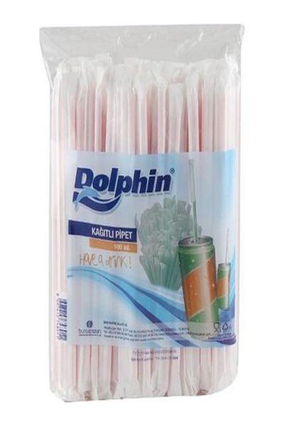 Dolphin Paper Straws 100 Pieces X15