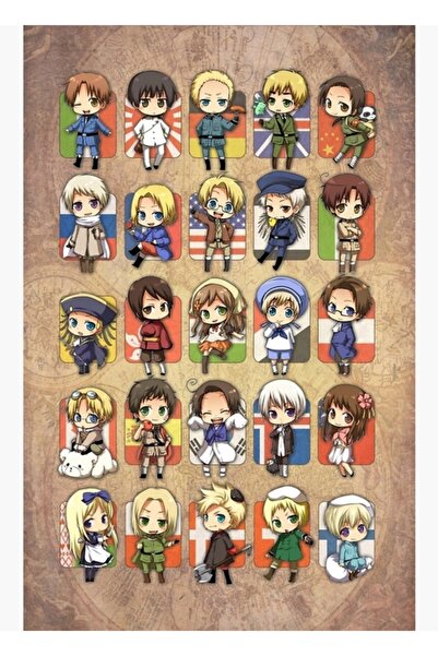 Universal Hetalia Grup Tablo Ahşap Poster Dekoratif