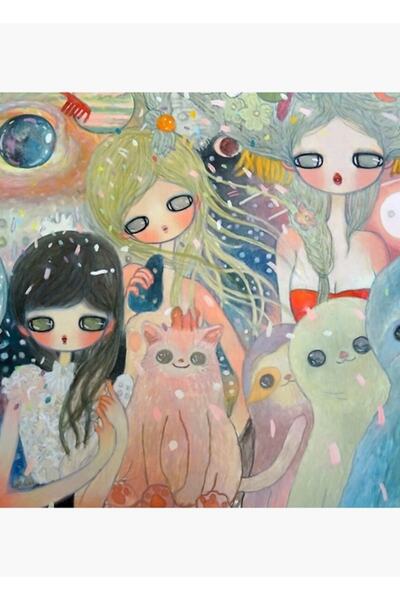 Universal Aya Takano Tembel Hayvan Uzayda Tablo Ahşap Poster Dekoratif