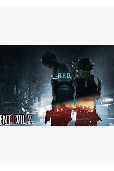 Universal Resident Evil 2 Claire Ve Leon Poster Tablo Ahşap Poster Dekoratif