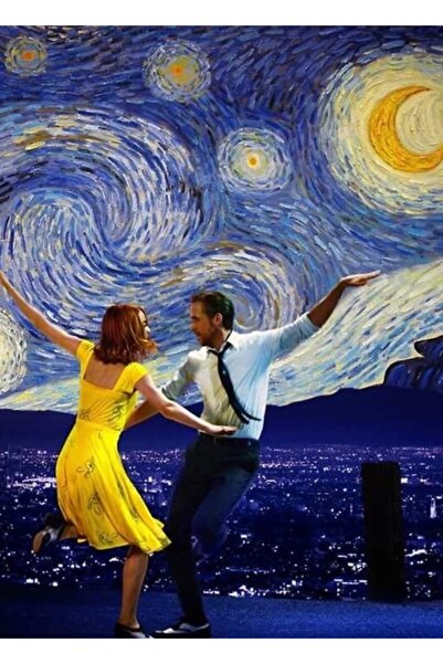 Universal Έναστρη Νύχτα και Λαλαλάντ Ξύλινη Διακοσμητική Αφίσα Ζωγραφικής