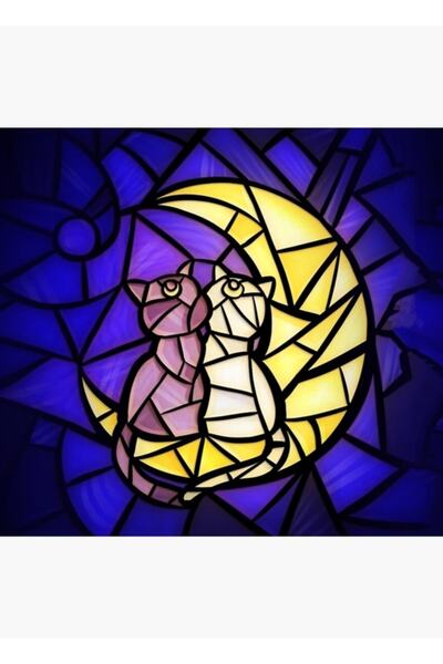 Universal Moon Kitties Vitray Tablo Ahşap Poster Dekoratif