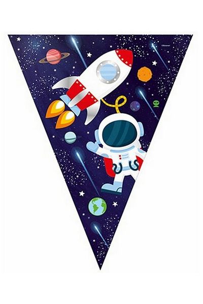 Parti dolabı Διαστημικό θέμα Cosmic Galaxy με άδεια τριγωνική σημαία γενεθλίων Navy Blue