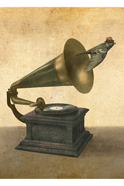 Universal Poster decorativ din lemn cu pictură vintage cu păsări cântătoare