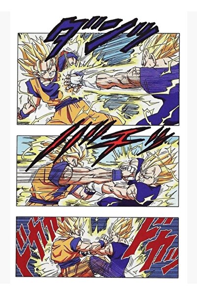Universal Goku Vs Majin Vegeta Manga Sayfa Tablo Ahşap Poster Dekoratif