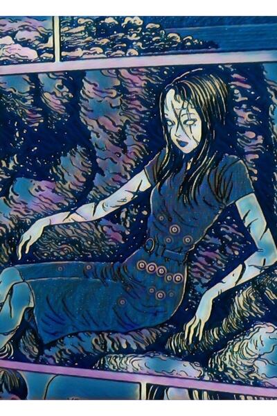 Universal Junji Ito Tomie Tablou estetic albastru Poster decorativ din lemn
