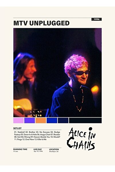 Universal Alice In Chains Mtv Fişsiz Poster Minimalist Set Listesi Tablo Ahşap Poster Dekoratif