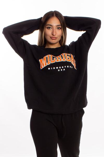 blackbonds Siyah Oversize Mıchıgan Sweatshirt