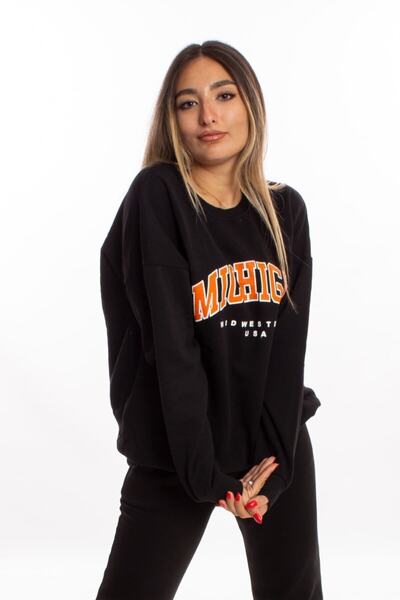 blackbonds Siyah Oversize Mıchıgan Sweatshirt