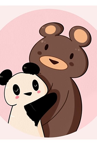 Universal Panda și Grizzly Portret în cuplu Tablou Poster din lemn decorativ