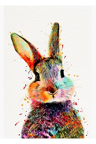 Universal Ζωγραφική με ακουαρέλα με θέμα το κουνέλι, Ξύλινη διακοσμητική αφίσα