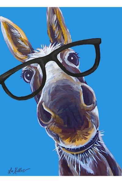 Universal Komik Eşek Sanatı, Gözlüklü Akıllı Eşek Tablo Ahşap Poster Dekoratif