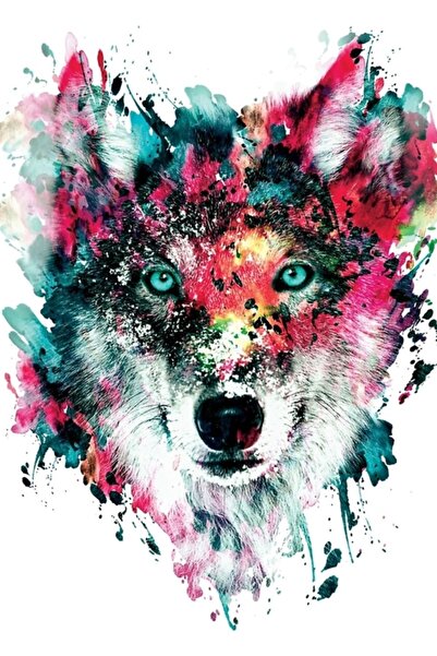 Universal Poster decorativ din lemn cu lupul II