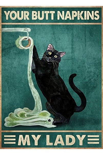 Universal Popon Peçete Kedin My Lady Ξύλινη Αφίσα Πίνακα Ζωγραφικής Διακοσμητική