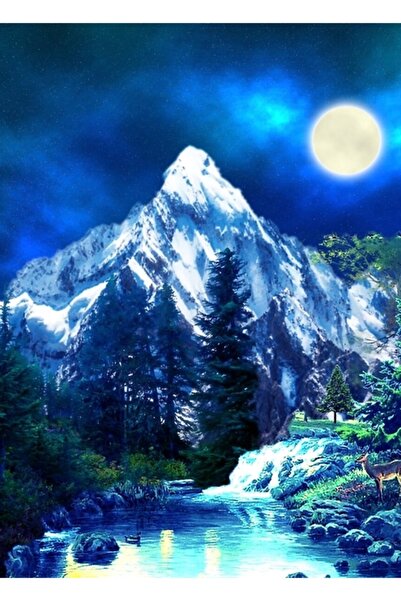 Universal Планини и дива природа Нощно настроение Горска картина Дървен плака...