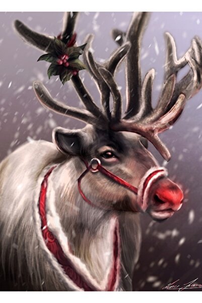 Universal Декоративен дървен плакат с картина на Рудолф