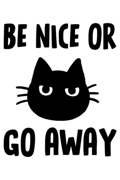 Universal Να είσαι Καλός ή Να Φύγεις Πίσω από τη Μαύρη Γάτα Ζωγραφική Ξύλινη ...