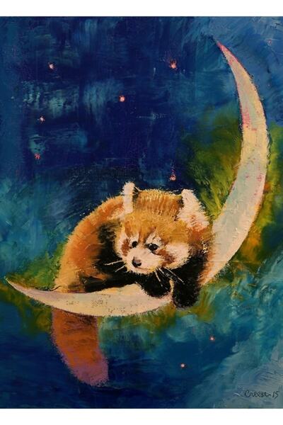 Universal Κόκκινο Πάντα Ξύλινη Αφίσα Τέχνης Διακοσμητική