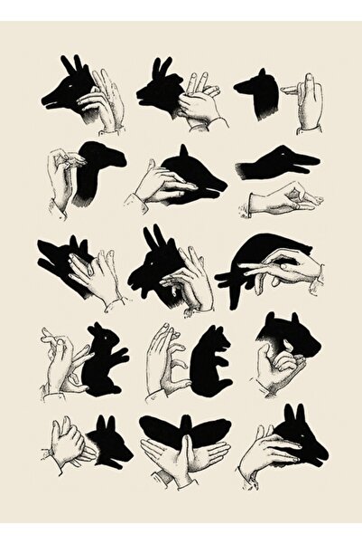 Universal Κουκλοπλαστική με σκιά χεριού Αντίκα Ζωγραφική Ξύλινη Αφίσα Διακοσμ...