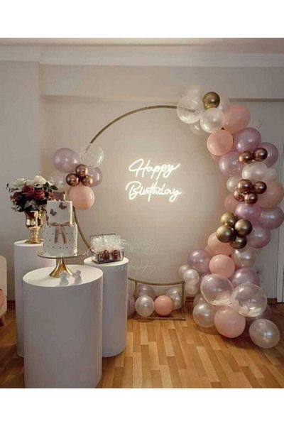 Party City Metallic Lilac -rose Gold- White - Chrome Gold And Balloon Chain