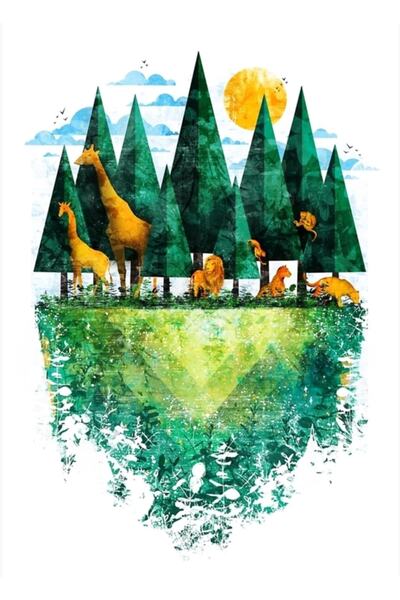 Universal Διακοσμητική Ξύλινη Αφίσα Geo Orman Tablo