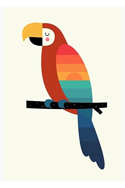 Universal Tablou cu papagal la apus de soare, poster decorativ din lemn