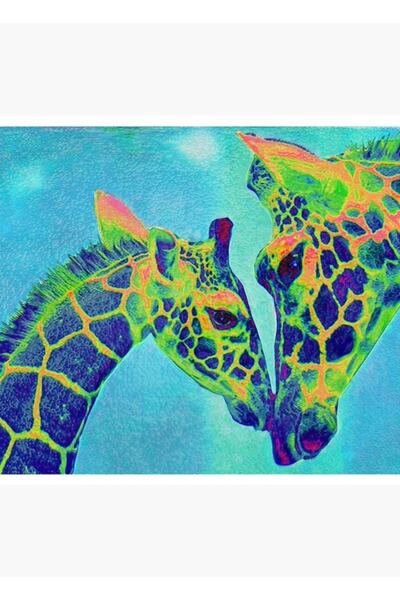 Universal Μπλε Καμηλοπαρδάλεις Ζωγραφική Ξύλινη Διακοσμητική Αφίσα