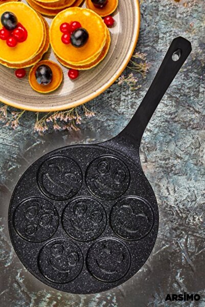 YclShop Gülen Yüz Şekilli Granit Döküm Pankek Krep Tavası