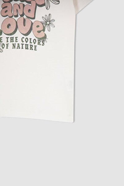 DeFacto Βαμβακερό μπλουζάκι με κοντό μανίκι για κορίτσια με κανονική εφαρμογή