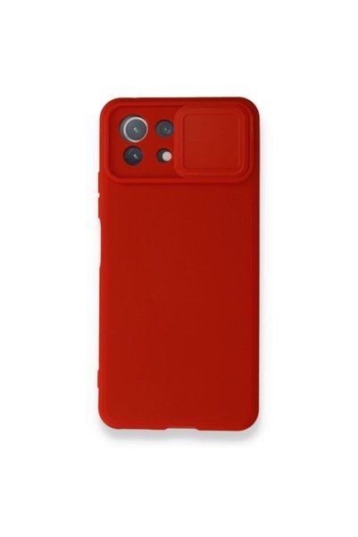 TRENDTEKNOMARKET حافظة لهاتف Xiaomi Mi 11 Lite ذات عدسة ملونة باللون الأحمر