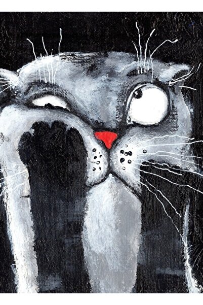 Universal Διακοσμητική Ξύλινη Αφίσα Ζωγραφικής με Γάτα