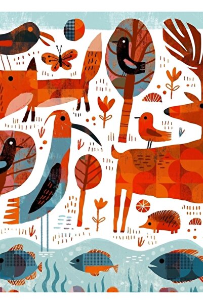 Universal Tablou cu animale din pădure, poster decorativ din lemn