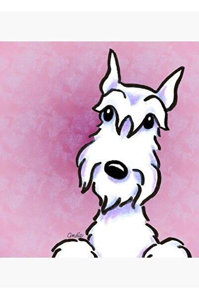 Universal Tablou decorativ din lemn cu Schnauzer alb, care ascultă, poster de...