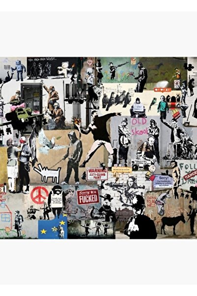 Universal Tablou Banksy Colaj Poster din lemn decorativ