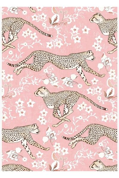 Universal Cheetah Chintz - Poster decorativ din lemn, roz culoarea vatăi de z...