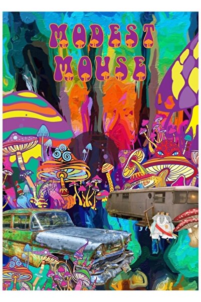 Universal Mouse modest, design psihedelic, tablou, poster din lemn, decorativ