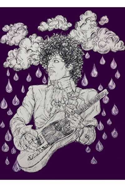 Universal Mor Yağmur Classic Rock Star Music Legend Εικονογράφηση Ζωγραφική Ξ...