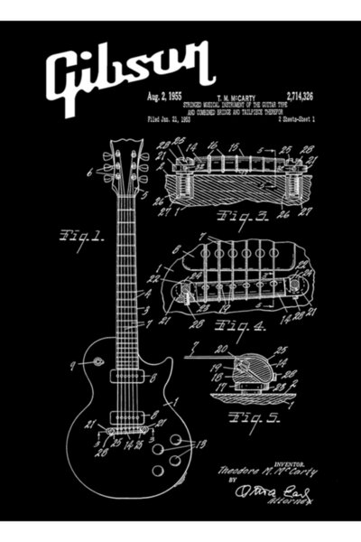 Universal Poster decorativ din lemn pentru chitară Gibson Les Paul, alb patentat
