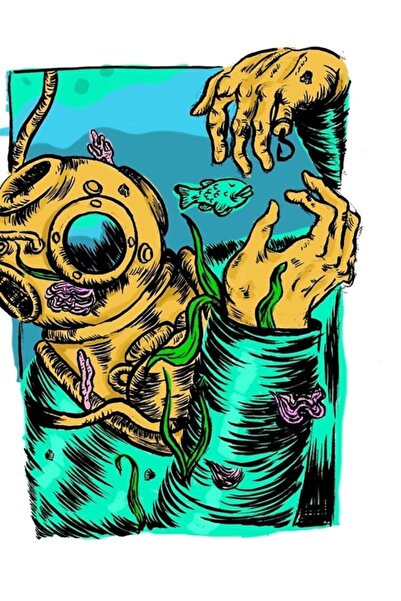 Universal Ocean Man Tablo Poster din lemn decorativ