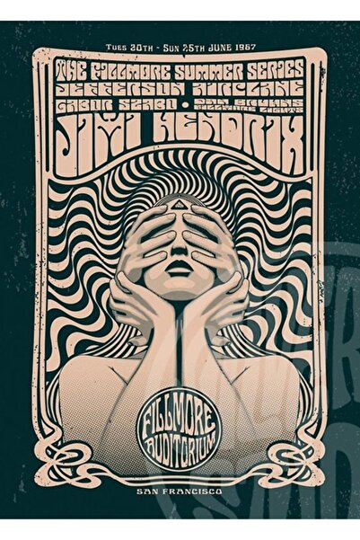 Universal Fillmore Jimihendrix Αφίσα Αμφιθεάματος Ξύλινη Διακοσμητική Αφίσα
