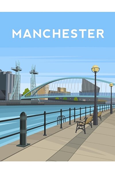 Universal Manchester, Salford Quays Tablo Poster decorativ din lemn