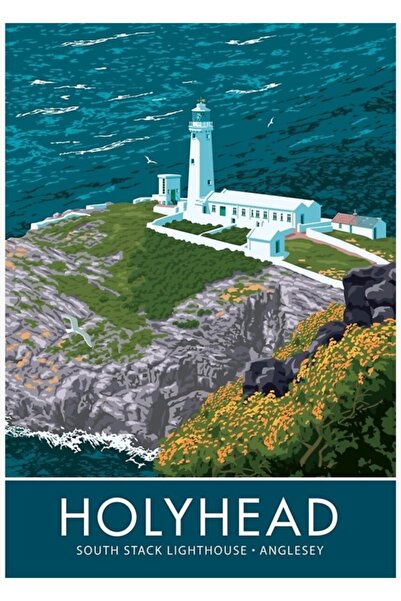 Universal Farul South Stack, Holyhead, Anglesey Tablo, Poster decorativ din lemn