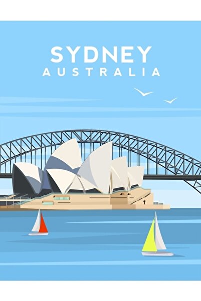 Universal Ο Οίκος της Όπερας του Σίδνεϊ, Αυστραλία, Ξύλινη διακοσμητική αφίσα...