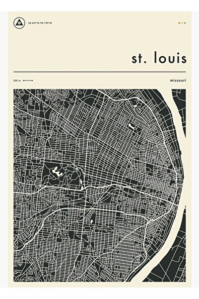 Universal Διακοσμητική ξύλινη αφίσα με χάρτη της Αγίας Λούις