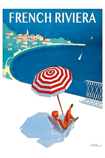 Universal 1954 Ταξιδιωτική αφίσα της Γαλλικής Ριβιέρας Ξύλινη διακοσμητική αφίσα